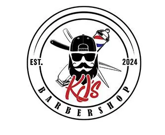 A picture of the logo for kj 's barbershop.